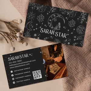 Editable Spiritual Business Card Template, Premade Tarot Card Business Card, Apothecary Business Card, Customizable Reiki Company Card - MAY