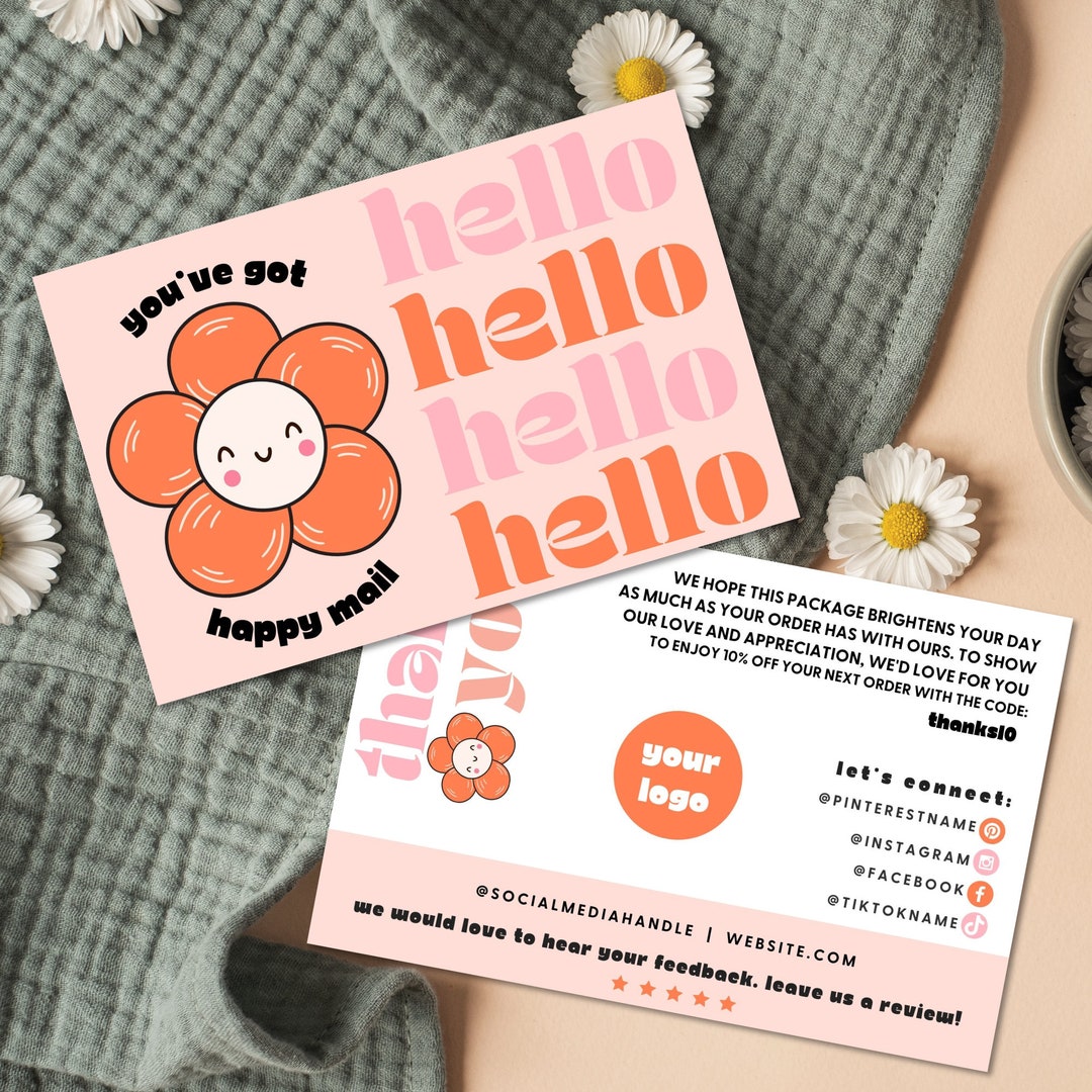 Retro Thank You Card Template Canva, Editable Small Business 70s Groovy ...