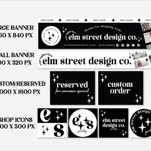 Retro Etsy Shop Template Kit Canva, Black and White Etsy Shop Banner ...