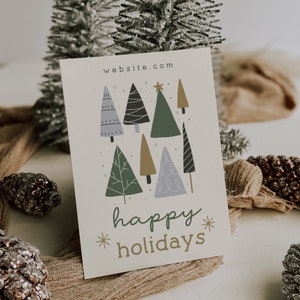 Holiday Business Thank You Card, Christmas Printable Thanks For Your Purchase, DIY Small Business Christmas Tree Package Insert Canva Card