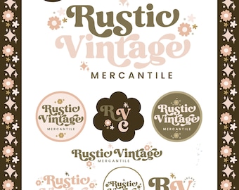 Rustic Vintage Logo Canva Template, Cottagecore Branding Kit, Editable Small Business Logo, Floral Boho Brand Kit, Premade Logo - EDEN