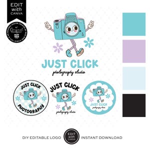 Photography Business Logo Template Canva, Editable Cute Fun Logo Design, Logo Brand Kit, Business Branding, DIY Photographer Branding-CUTE