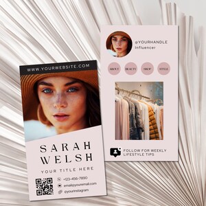 DIY Editable Social Media Card with Photos QR Code, Instagram Style Business Card Template Canva, QR Code Printable Business Card Template
