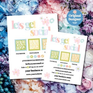 QR Code Social Media Sign Canva Template, Follow Us On Social Media, Editable Small Business Sign, DIY Connect With Us Sign Template - JUNE