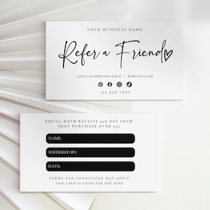 Referral Card Template, Refer a Friend Template, Client Referral Card, Editable Rewards Card Design, Printable Referral Discount Card, Canva