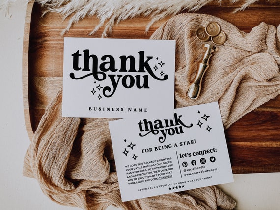 Modern Business Thank You Card Canva Template, Minimalist Order Thank You Printable Order Insert Card, DIY Thanks For Your Purchase-NINA