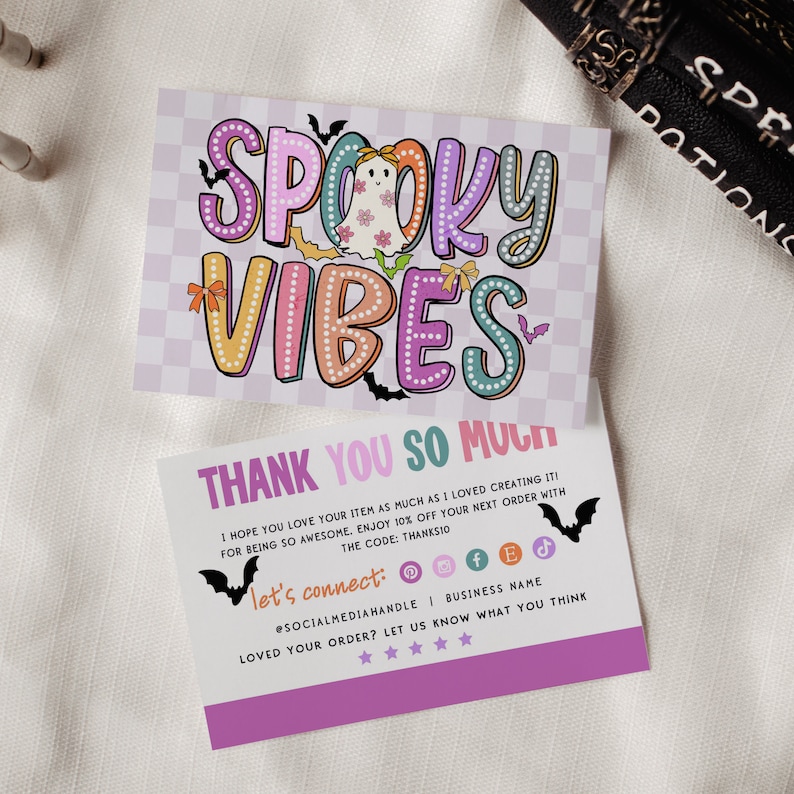 Retro Halloween Ghost Business Thank You Card Canva Template, Editable ...