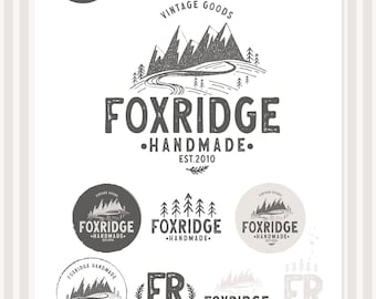 Editable Rustic Mountain Logo Template, Vintage Badge Logo, Canva Branding Kit, Outdoor Business Logo Design, Instant Download - NORA