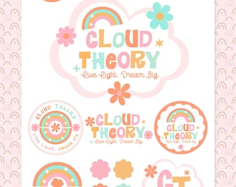 Editable Rainbow Logo, Canva Logo Template for Small Business, Colorful Branding Kit, DIY Logo Design, Instant Download-LOO