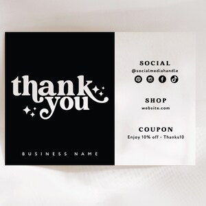 Small Business Thank You Card Template, Minimal Thanks For Your Purchase, Editable Business Package Insert Card, Customer Thank You - NINA