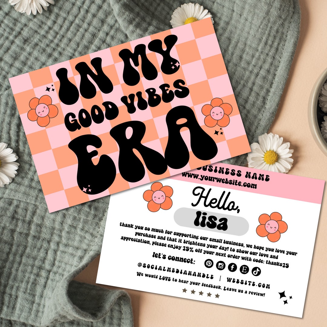 Business Thank You Card Canva Template, Editable Small Business 70s ...