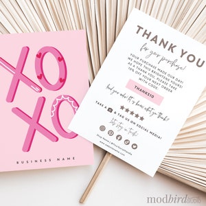 Editable Business Thank You Card Template, Printable Heart Thanks For Your Purchase Card, Blush Business Package Insert, DIY Canva Template