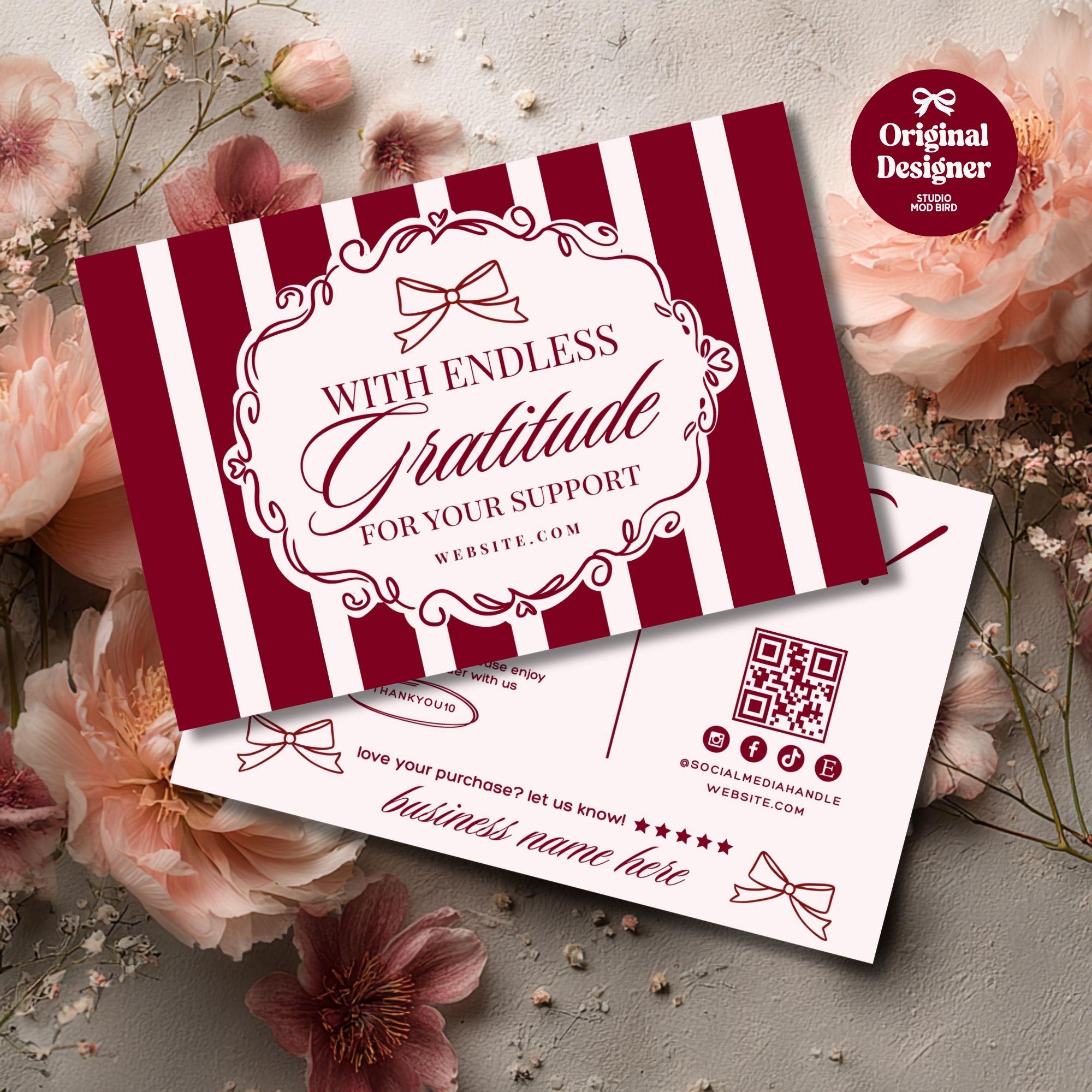 Editable Thank You Card Canva Template, Elegant Customer Insert, Luxury ...