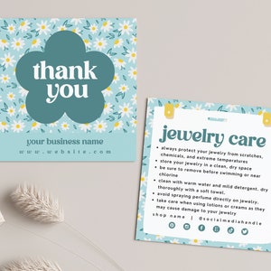 Jewelry Care Card Template, Minimal Business Thank You Card Insert, Modern Jewelry Care Instructions, Printable Care Card, Canva