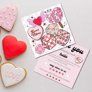 Retro Valentine Business Thank You Card Template, Groovy Editable Thank You Card, Small Business Package Insert Card, DIY Canva Template