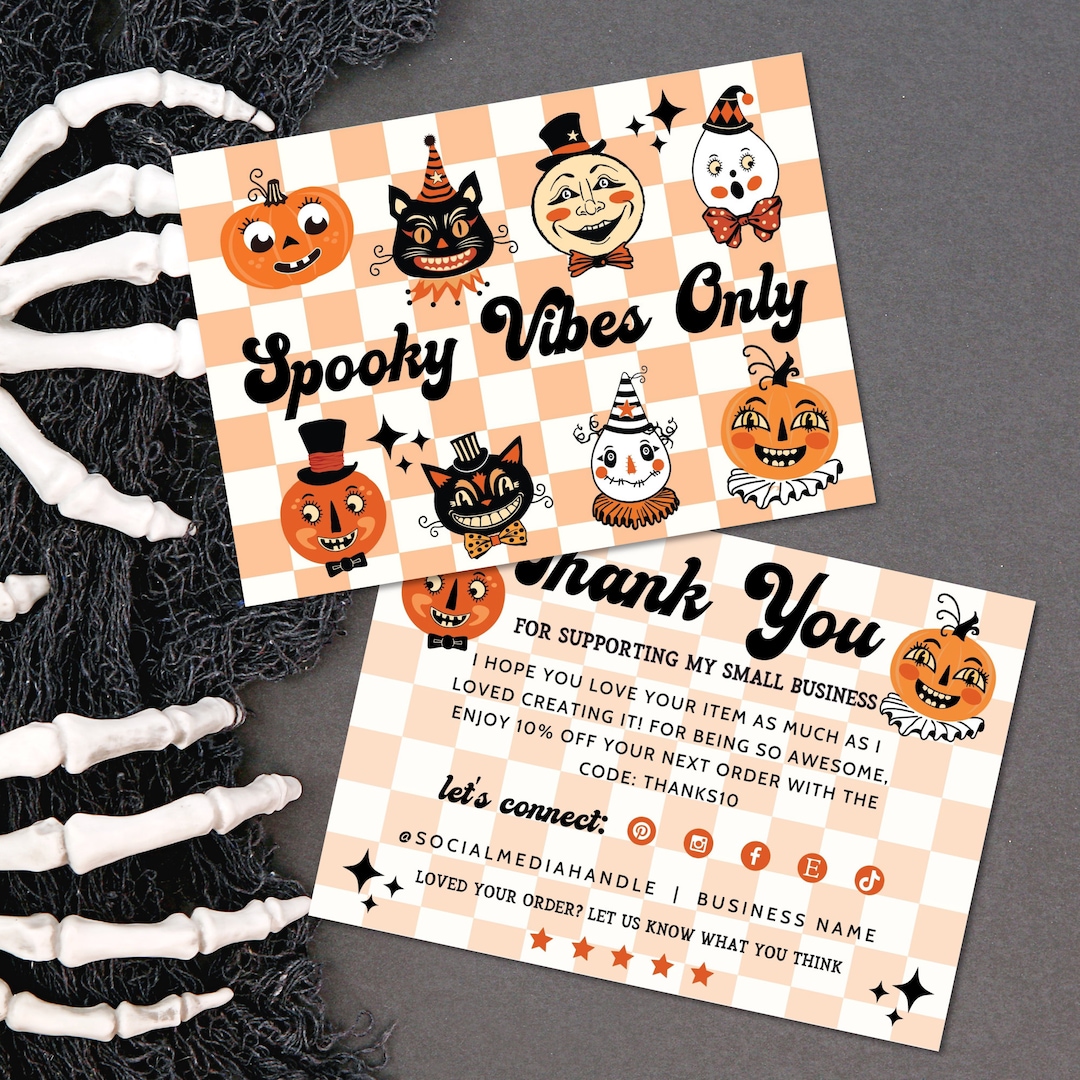 Vintage Halloween Business Thank You Card Canva Template, Editable ...