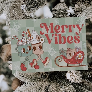 Retro Christmas Business Thank You Card Template, Holiday Printable Thanks For Your Purchase, Small Business Mailer Insert Card, Canva