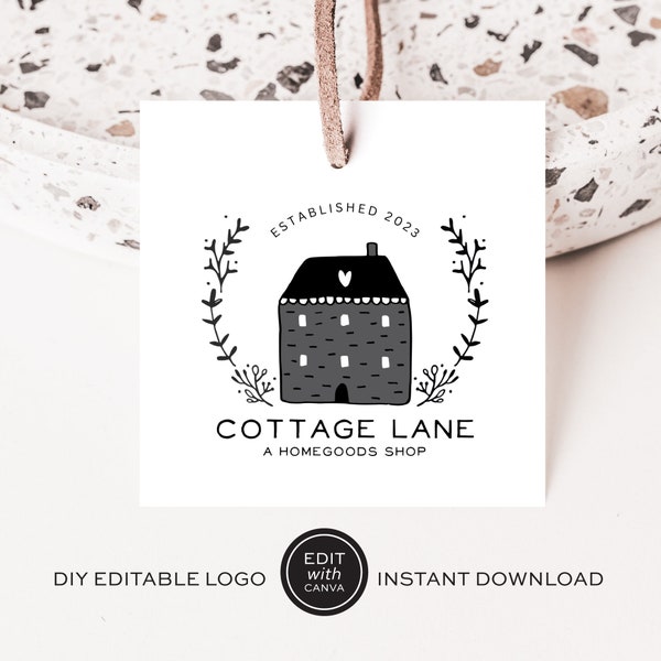 Editable Logo, Cottage Logo, Branding, Instant Download Logo, DIY Logo, Farmhouse Logo, Instant Logo, Do it Yourself Logo, House Logo