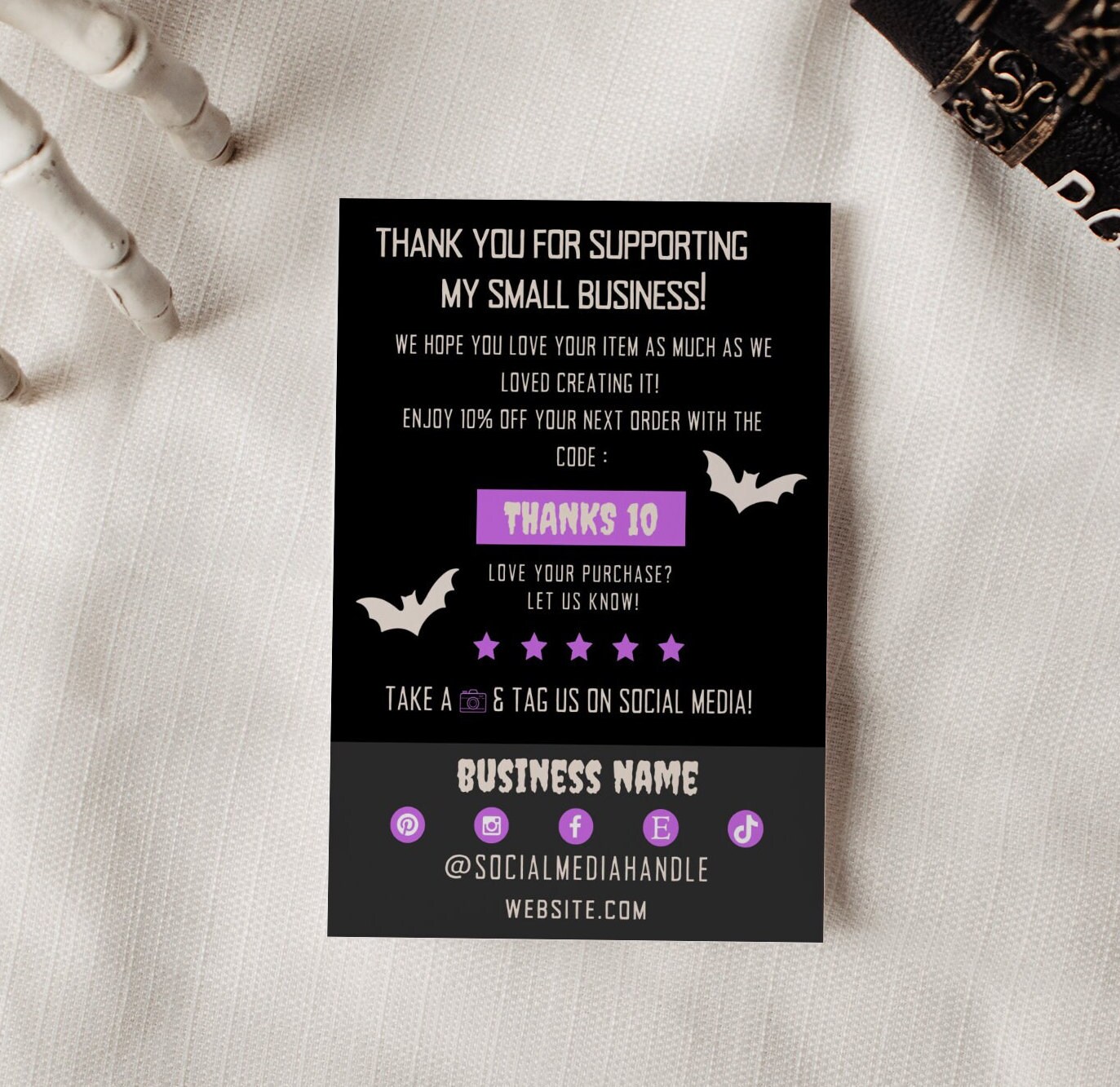 Halloween Business Thank You Card Template Canva, Editable Ghost Small ...