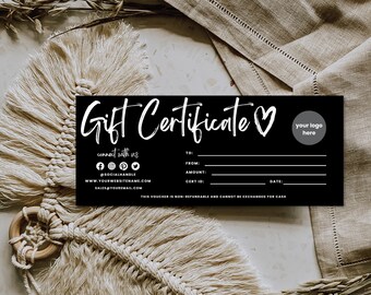 Spa Gift Certificate, Boho Gift Certificate Template, Editable Beauty Gift Card, DIY Printable Gift Voucher Certificate, Canva Template