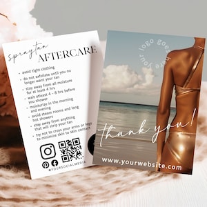 Editable Spray Tan Aftercare Card CANVA Template | Client Care Cards | Neutral Aesthetic | Spray Tanning Care | DIY Beauty Template Card