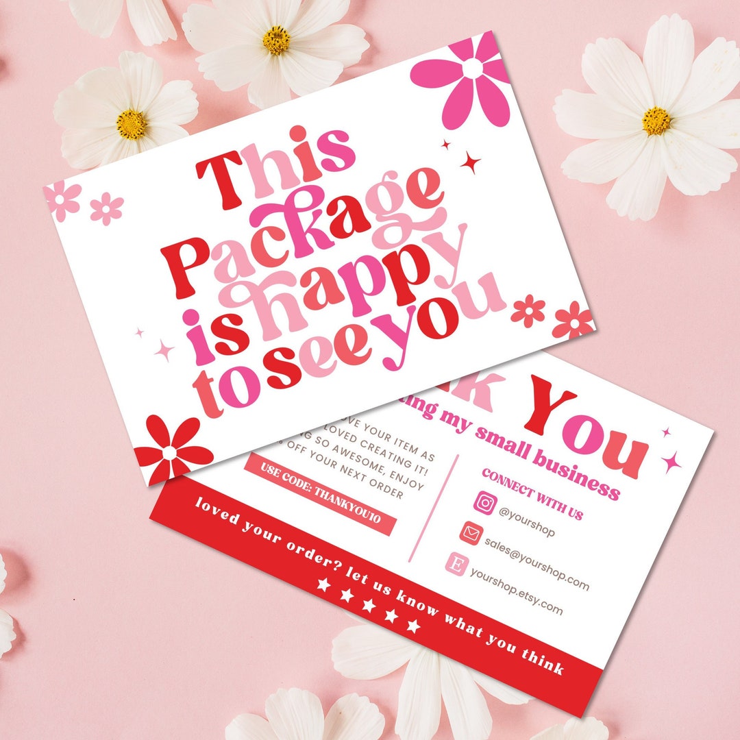 Retro Thank You Card Template Canva, Editable Small Business 70s Groovy ...