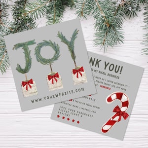 Boho Christmas Business Thank You Card Template Canva, Holiday Printable Thanks For Your Purchase, DIY Christmas Business Package Insert