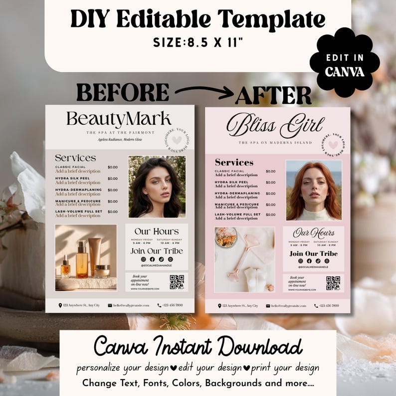 Beauty Salon Flyer Canva Template, Neutral Small Business Promo