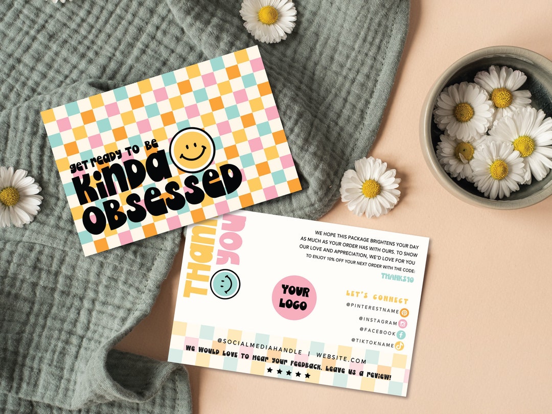 Smiley Face Thank You Card Template Editable Small Business Etsy