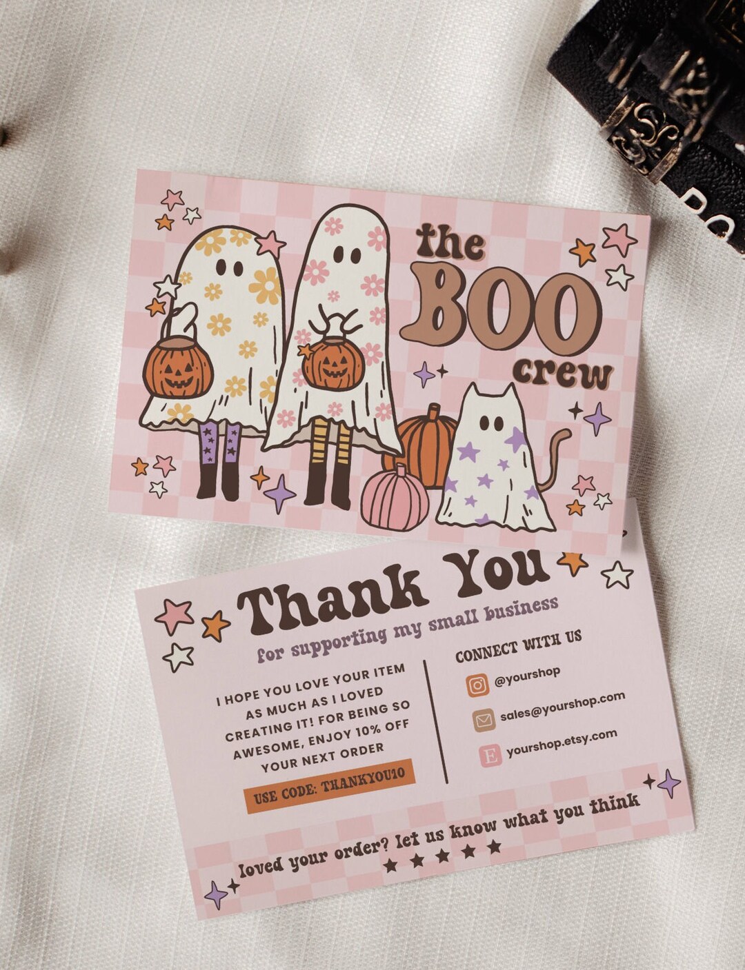 Halloween Business Thank You Card Template, Retro Editable Small ...