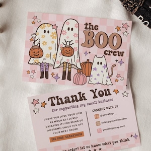 Halloween Business Thank You Card Template,  Retro Editable Small Business Thank You Card, Ghost Package Insert, Spooky Thank You, DIY Canva
