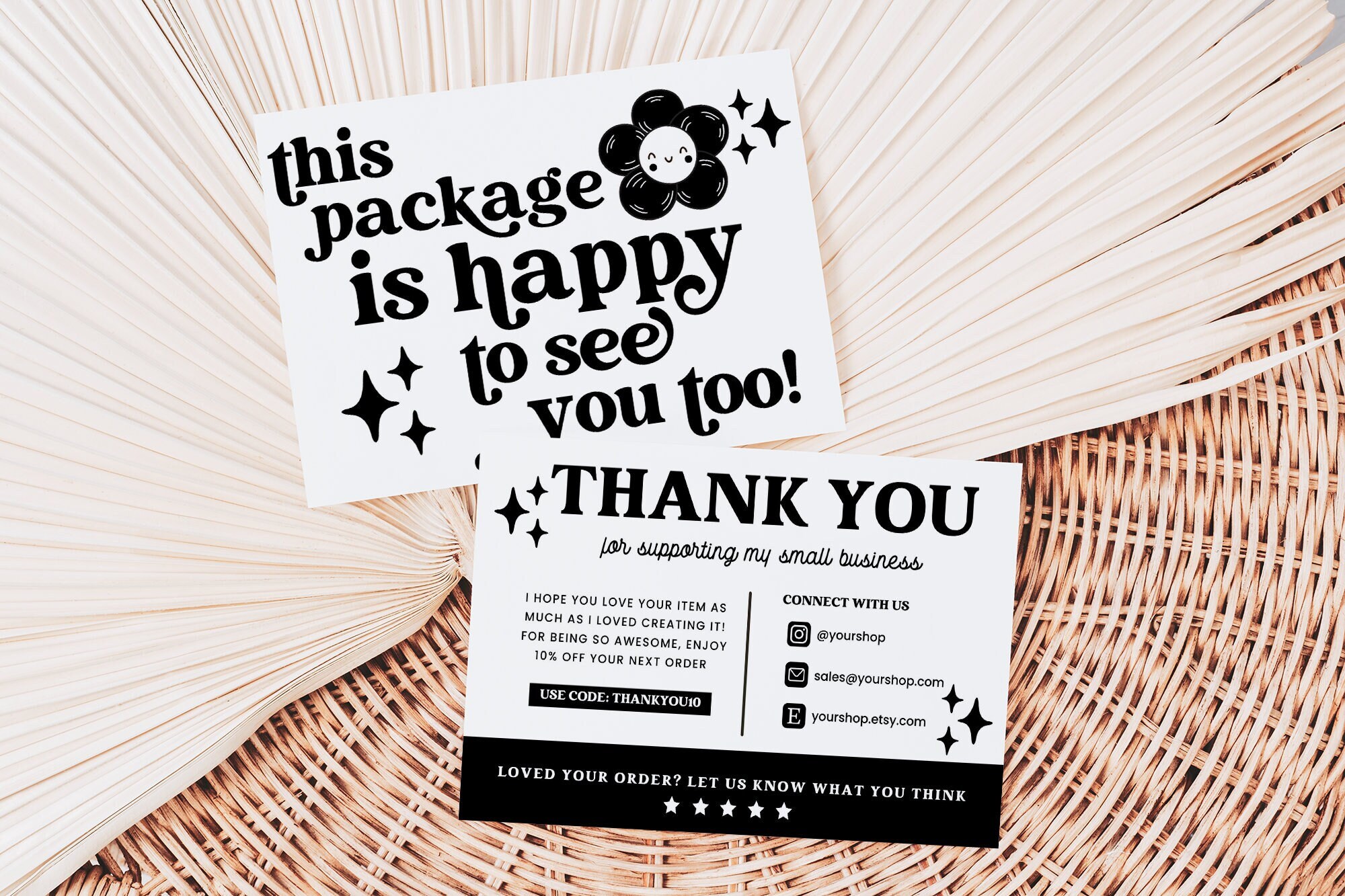 Retro Daisy Thank You Card Template Canva, Editable Small Business 70s ...