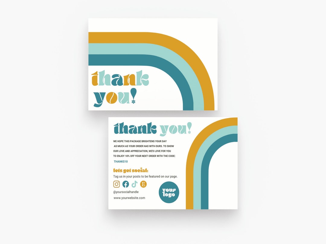 Retro Thank You Card Canva Template, Editable Business Thank You Card ...