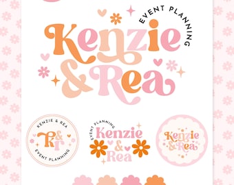 Retro Daisy Logo Canva Template, Editable Boutique Branding Kit, Coquette Floral Business Logo, Feminine Small Business Branding - REA