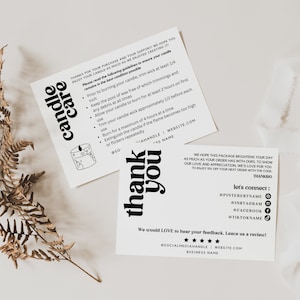 Canva Template | Candle Instruction Card | Candle Care Card Template Editable | Printable Candle Safety Cards | Business Care Card