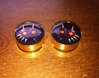 Pair of Majora Mask Ear Plugs Gauges (Buy 2 Pairs, Get 1 Pair Free!) 18g, 16g, 2g, 0g, 00g, 7/16, 1/2, 9/16, 5/8, 3/4, 7/8, 1inch