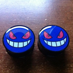 Pair of Gengar Ear Plugs Gauges (Buy 2 Pairs, Get 1 Pair Free!) 18g, 16g, 2g, 0g, 00g, 7/16, 1/2, 9/16, 5/8, 3/4, 7/8, 1inch