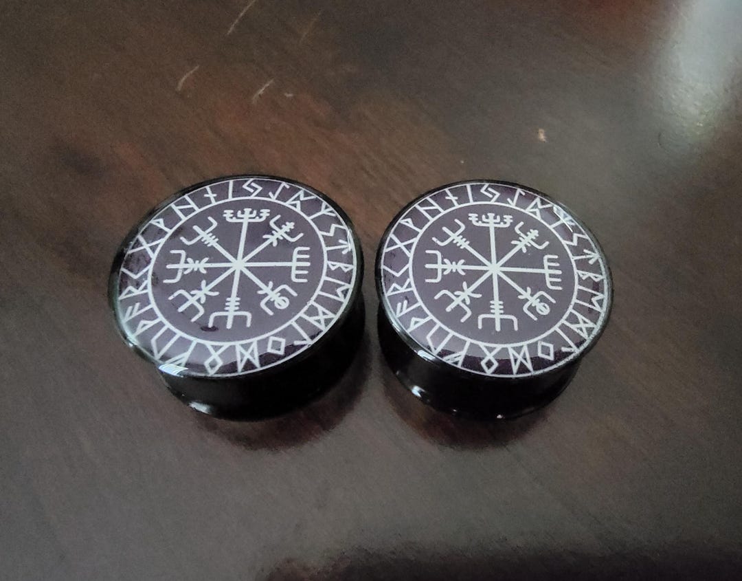 Pair of Viking Compass Ear Plugs Gauges (buy 2 Pairs, Get 1 Pair Free ...