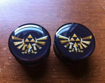 Pair of Triforce Ear Plugs Gauges (Buy 2 Pairs, Get 1 Pair Free!) 18g, 16g, 2g, 0g, 00g, 7/16, 1/2, 9/16, 5/8, 3/4, 7/8, 1inch