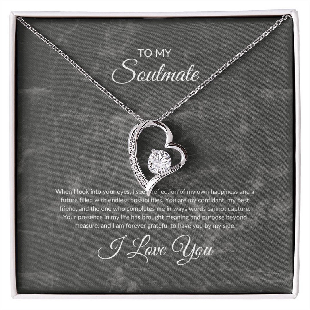 To My Soulmate 14k 18k Gold Necklace for Her, Love Necklace With Heart ...