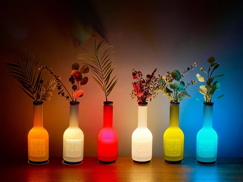 Lámpara de mesa/jarrón de botella ligera
