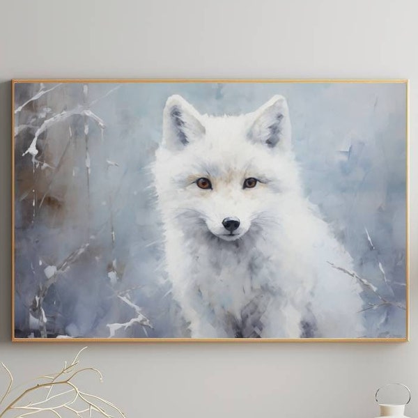 Winter Fox Art,  Rustic Fox Decor, Rustic Artwork, Wilderness Wall Art, Arctic Animal Print, Winter Home Decor