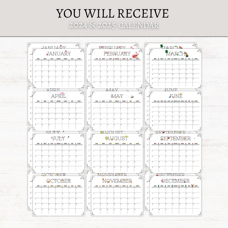 2024 2025 Calendar Printable Editable Calendar 2024 Calendar 2025