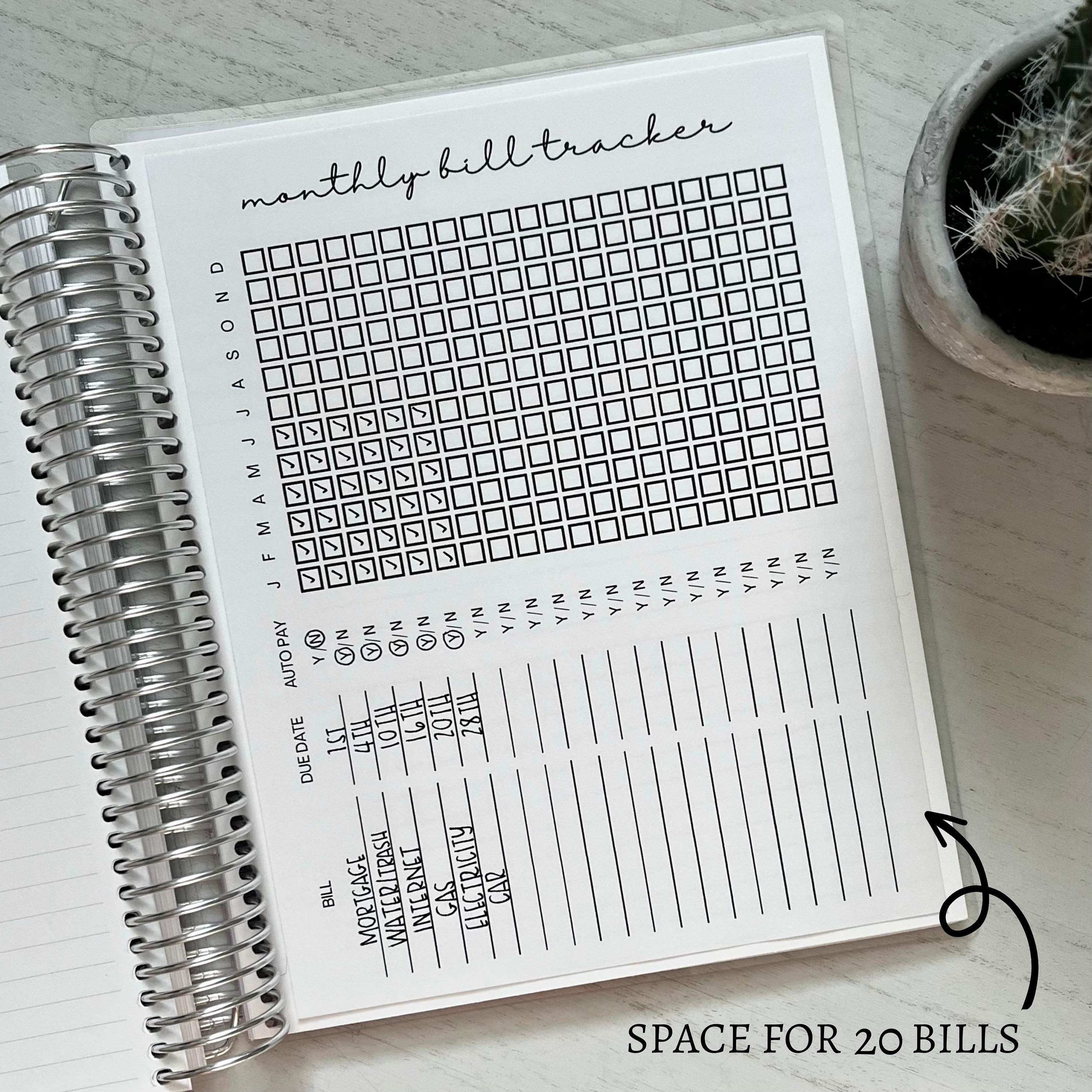 Monthly Bill Tracker for Planner | Printable | Bill Payment Tracker ...