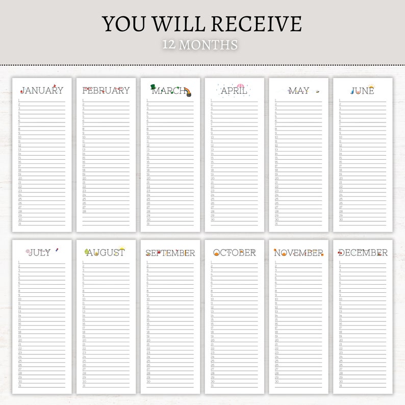 Editable Printable Perpetual Calendar | Perpetual Calendar | Editable Calendar | Printable ...