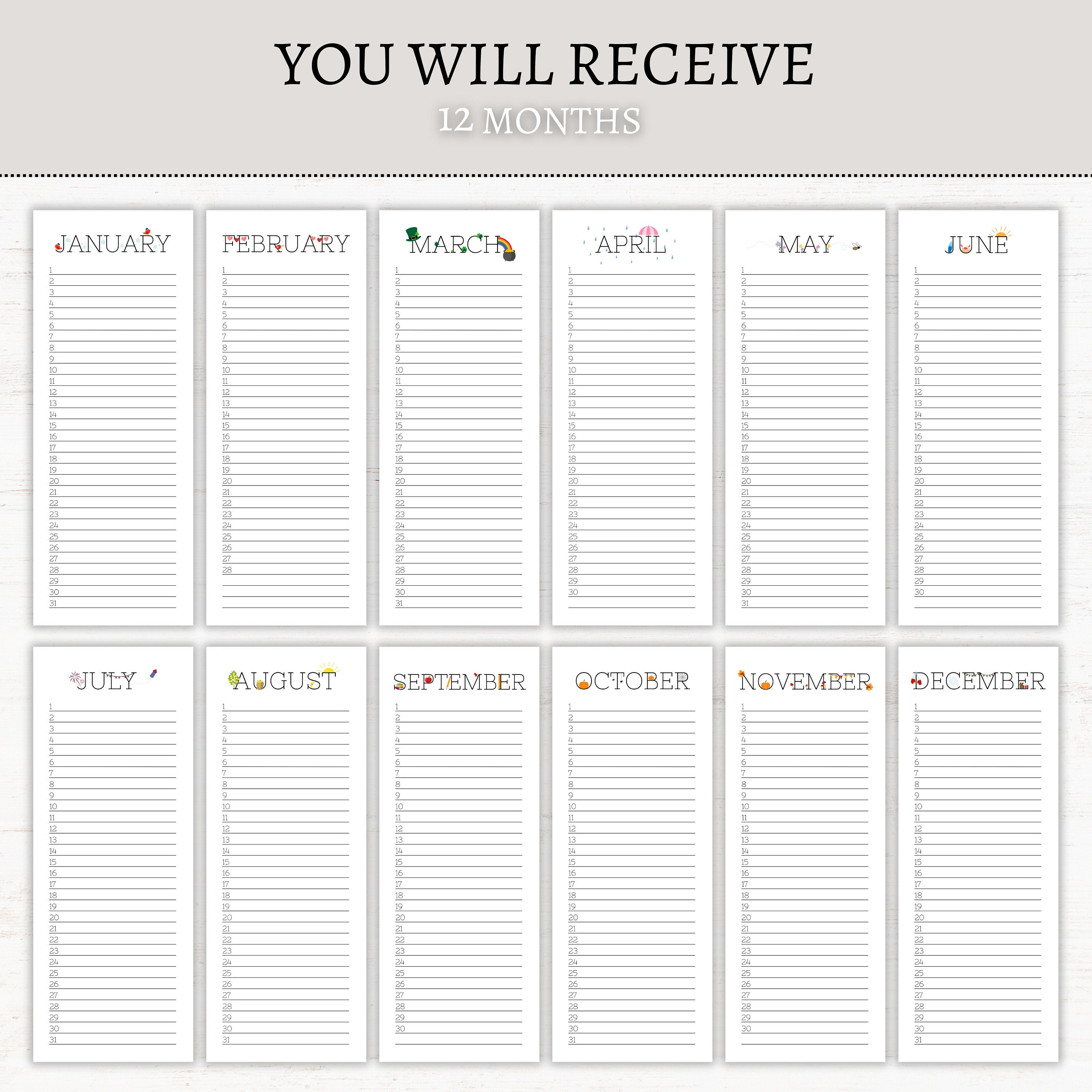 Editable Printable Perpetual Calendar | Perpetual Calendar | Editable Calendar | Printable ...