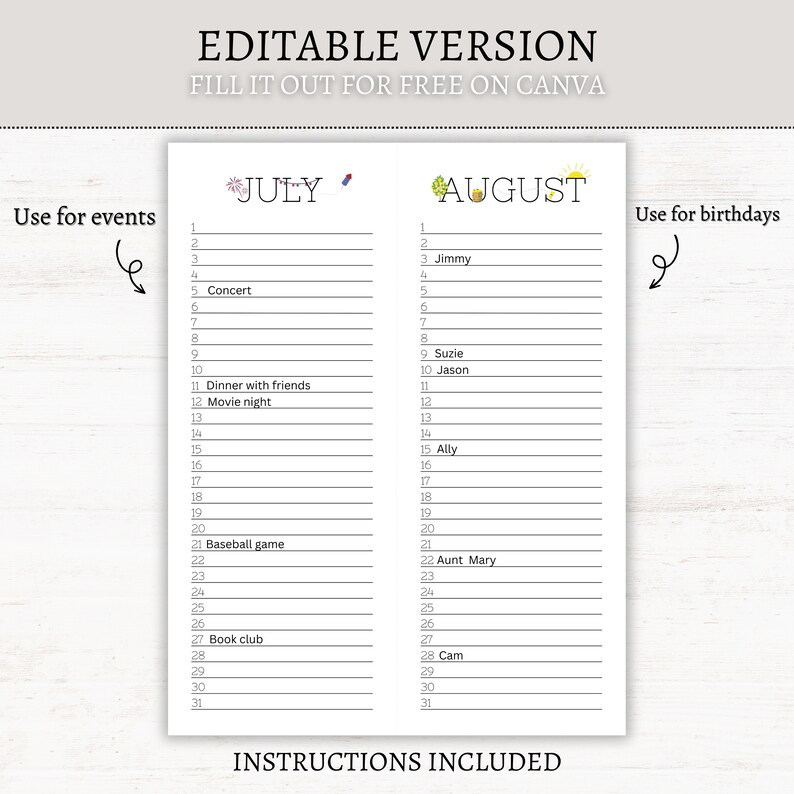 Editable Printable Perpetual Calendar Perpetual Calendar Editable ...