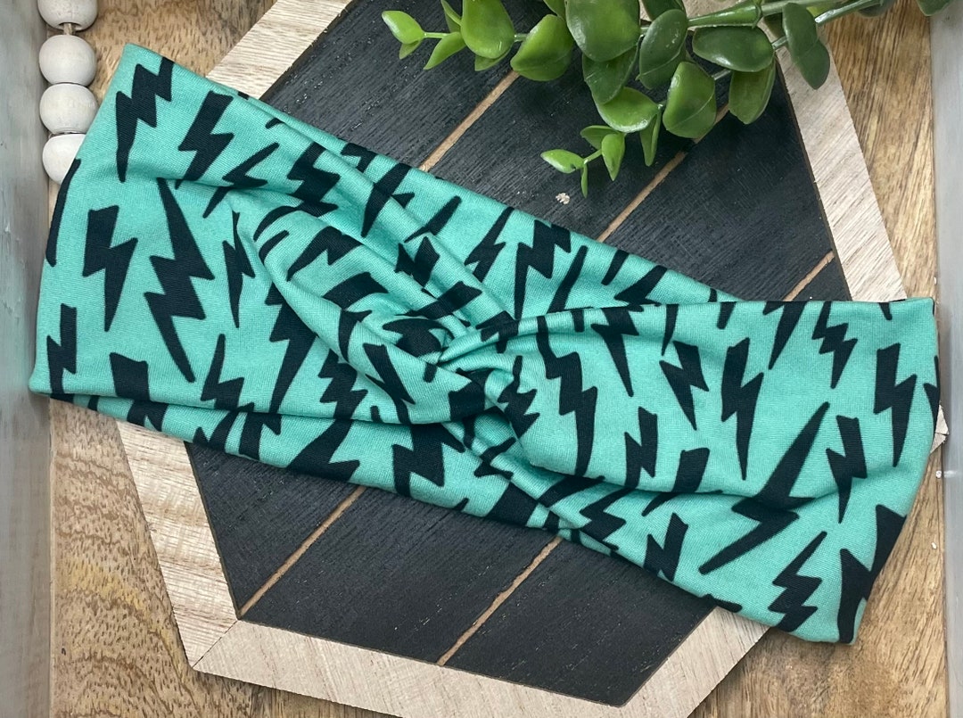 Teal Lightning Bolt Twist Headband Etsy