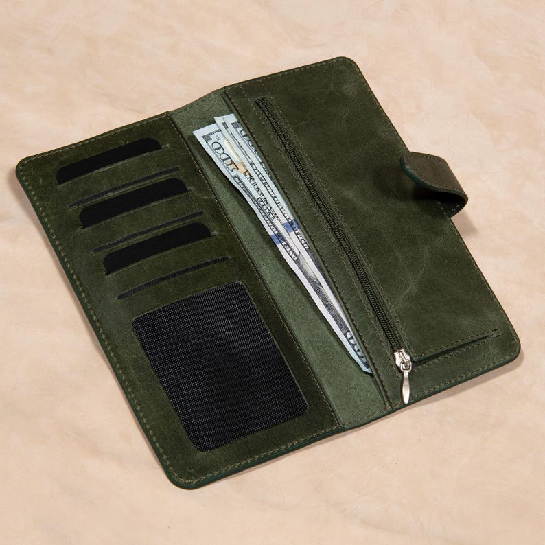 Leather Wallet for Women – Minimalist Cowhide, Magnetic Slim Clutch with Card Holder image 6