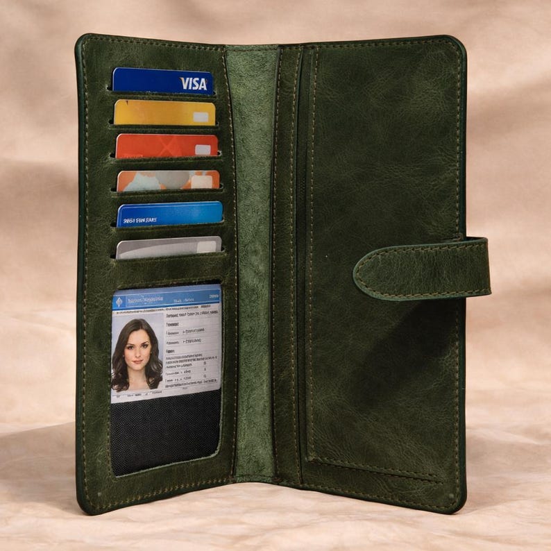 Leather Wallet for Women – Minimalist Cowhide, Magnetic Slim Clutch with Card Holder image 5